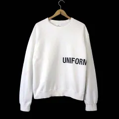 ユニフォームエクスペリメント uniform experiment 21AW スウエット トレーナー WIDE CREWNECK SWEAT UE-212005 ロゴ プリント 長袖 S-M 1 白 ホワイト ソフネット 国内正規品のサムネイル