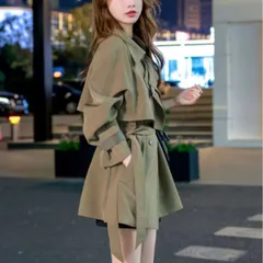 トレンチコート　レディース　コート春　ミドル丈　韓国風ファッション