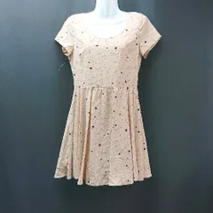 ◇ Another Edition 星柄 バックファスナー ギャザー 半袖 膝丈 ワンピース 表記なし ピンクベージュ レディース E  【1310300045007】