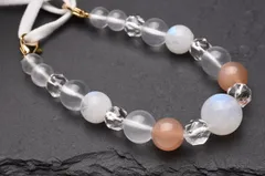 マスクでお洒落コーデの時代万能クリップバンド大玉ムーンストーン天然石Bタイプ  パワーストーン 天然石 _A1082-2