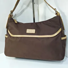 【美品】アニエスベーボヤージュ agnes b. VOYAGE肩掛け ワンショルダーバッグ レザー ナイロン ブラウン 9684603e20250113