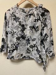 シフォンブラウス 花柄 シースルー