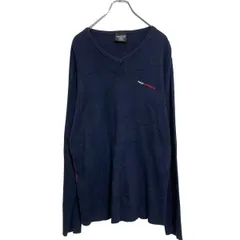 POLO JEANS CO. コットンニット セーター XL ネイビー ポロジーンズ Ｖネック ワンポイントロゴ 古着卸 アメリカ仕入 a702-5308のサムネイル