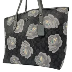 希少色<!-利用不可文字-!>COACH トートバッグ シグネチャー  薔薇 大容量 ブルー 通勤通学 COACH コーチ トートバッグ ワンショルダー シグネチャー  薔薇 花柄 フローラル PVC  青色 ブルー チャーム ロゴ型押し シルバー金具