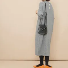 ADAM ET ROPE' 【WEB限定】 ルーズニットワンピース グレイ バックボタン