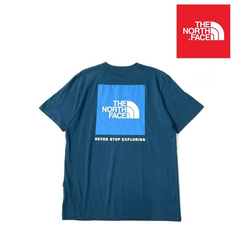 ノースフェイス 半袖 Tシャツ US限定 ボックスロゴ 青 180902