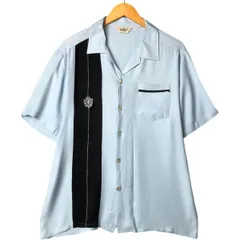 古着 ダビンチ Da Vinci ツートン 半袖 オープンカラー アセテート×レーヨンシャツ ボックスシャツ USA製 メンズL相当/eaa575002