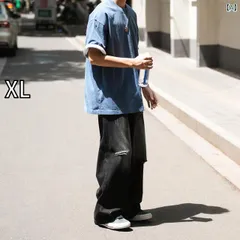 [XL ]メンズ ファッション 服 男性用 オシャレ シンプル 大人 かっこいい ストリート  アメリカン ライトカラー ダメージ デニム ワイド ストレート パンツ ズボン 履物 