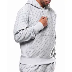 日本未発売 Champion USA チャンピオン 総柄 リバースウィーブ スウェット プルオーバー パーカー GREY