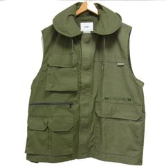 美品 定価54.450円☆WTAPS ダブルタップス 完売品 21AW トレーダー ベスト リップストップ ミリタリー ベスト 襟元フード収納 大きめサイズ