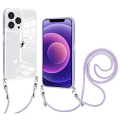 iPhone 12 Pro Max 用 ケース クリア ショルダー iPhone12pro max スマホケース 肩掛け 首かけ 斜めがけ ショルダー ケース 縄掛け カバー 透明 PC背面 TPUバンパー アイフォン12ProMax カバー ストラップ付 1