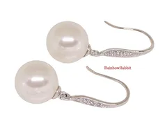 18K RGP プラチナ ダイヤ CZ  パール 揺れ ピアス yp5090