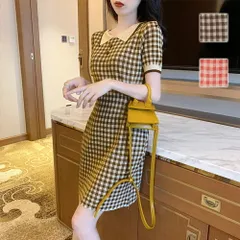 チェック柄ミニワンピース レディース 10代 20代 30代 韓国ファッション カジュアル 夏 シンプル 可愛い ミニ丈 デート お出掛け フェミニン