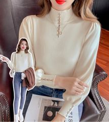 ニット レディース アプリコット 長袖 オルチャン 韓国 大きいサイズ 白 通勤