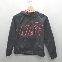 ◇ ⊇ NIKE ナイキ キッズ ロゴプリント 長袖 ジャージ サイズM ブラック オレンジ 男の子 E  【1412090052279】