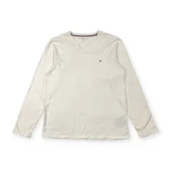 TOMMY HILFIGER トミーヒルフィガー Vネック 長袖Tシャツ L/G /ホワイト メンズ