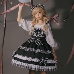 星箱works リリアンヌ姉妹 ワンピース ショート丈 白黒 カチューシャ