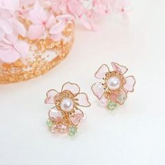 新 🌸シンプル  桜玉 春  満開 桜 イヤリング 、 ピアス アレルギー対応