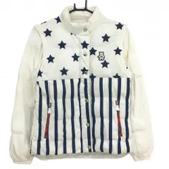 キャロウェイ 2WAY中綿ジャケット 白×ネイビー 星総柄 レディース M ゴルフウェア Callaway