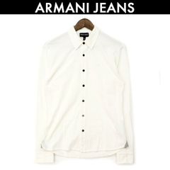 アルマーニジーンズ  鹿の子 長袖シャツ  ARMANI JEANS メンズ ホワイト サイズ S コンディションB