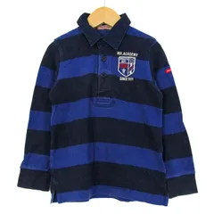ミキハウス ポロシャツ トップス 長袖 ボーダー柄 ラガーシャツ キッズ 男の子用 120サイズ 青×紺 MIKIHOUSE 【中古】