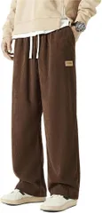コーデュロイ ロングパンツ メンズ オーバーサイズ　ブラウン　XXL 2XL 大きいサイズ　秋服　冬服　オーバーサイズ ゆったり ワイドパンツ リラックスパンツ スウェット スポーツ アウトドア 調整紐 ウエストゴム