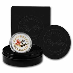 [保証書・カプセル付き] (新品) アメリカ「コルベット・クラシックエンブレム」純銀 2オンス ハイリリーフ カラー メダル