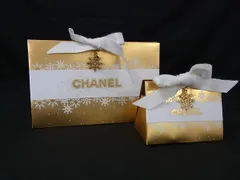 ■美品■ CHANEL シャネル クリスマスホリデー 2024 ギフトボックス ラッピング 空箱 2個セット まとめ売り ゴールド系 DI0796