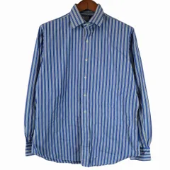 Polo by Ralph Lauren ポロバイラルフローレン 長袖シャツ ストライプ柄 ノーポニー ブルー (メンズ M) 中古 古着 O4355