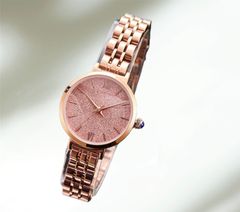 【新品・未使用】TIME100 レディース腕時計　高品質　防水　ステンレスベルト　ピンクラメ　ゴールドベルト