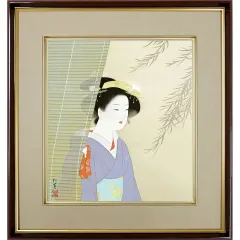 掛け軸 上村松園 『 灯 』 美人画 名品 複製 希少 茶道具 掛軸 新品 複製 上村松園［灯］名画 掛け軸 共箱 保証書付！ - メルカリ