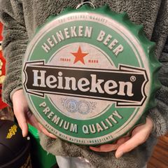ダイカット王冠サイン◆ハイネケン/Heineken◆アメリカン雑貨　ブリキ看板　サイン　ガレージ
