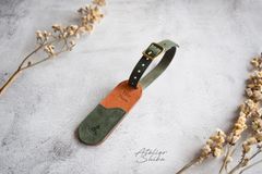 ラゲッジタグ　ネームタグ　本革　ｲﾀﾘｱﾝﾚｻﾞｰ　MossGreen モスグリーン