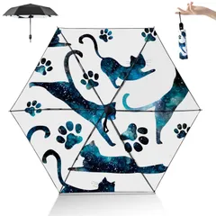 【特価商品】完全遮光 外側真黒 大人 内側デザイン ワンタッチ自動開閉 2025新登場 3段骨 親骨50㎝ 折りたたみ傘 6本骨 直径92cm 超軽量 UPF50＋ 猫柄 日傘 桜柄 空柄 アメパンダ 海柄