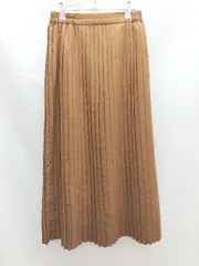 ◇ earth music&ecology ウェストゴム シンプル きれいめ ロング プリーツ スカート フリーサイズ ブラウン レディース E  【1303090015596】