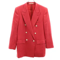 Aquascutum アクアスキュータム 90s 日本製 リネン オールド ダブル テーラードジャケット 9 レッド レディース 古着