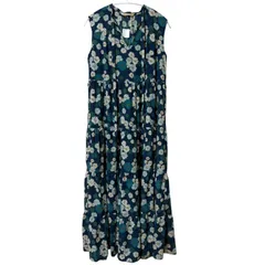 Z1376 PAUL＆JOE×UNIQLO ポール&ジョー ユニクロ コラボ 花柄ティアードワンピース ノースリーブ フラワー ブルー レディース Mサイズ