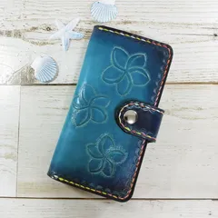 ☆本革長財布☆ハンドメイド☆選べる糸の色☆オーシャンブルー ☆本革長財布☆ハンドメイド☆選べる糸の色☆オーシャンブルー