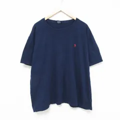 XL/古着 ラルフローレン Ralph Lauren 半袖 ブランド Tシャツ メンズ 90s ワンポイントロゴ 大きいサイズ コットン クルーネック 紺 ネイビ