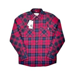 carhartt work in progress カーハートWIP ワークインプログレス 隠し ボタンダウン チェック フラン ネルシャツ ワイン レッド ネイビー バーガンディ タータン チェック Sサイズ ストリート スケーター ファッション ベーシック