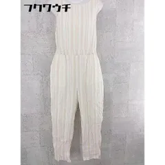 ◇ MOUSSY マウジー リネン混 ストライプ ノースリーブ オールインワン サイズ2 ホワイト ベージュ レディース 【中古】 【1002798448117】