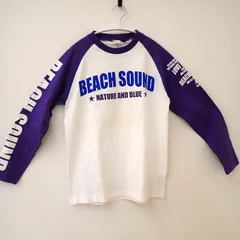 古着　BEACH SOUND　ビーチサウンド　NATURE AND BLUE ロングTシャツ　メンズTシャツ　Sサイズ　バックプリント　LOVE OCEAN　WE LOVE　SURFERS　ナチュラルアンドブルーのサムネイル