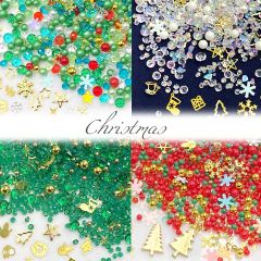 クリスマス カラー 封入 パーツ メタル パール ガラス ダイヤ 樹脂粘土 粒 ホログラム ストーン ミックス 1個 rp-390 GreenRoseYumi