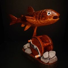 🌲ウッドカービング🌲「鮎」🐟️木彫り 完全一点物ハンドメイド - メルカリ