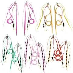 PLEAVIT タイラバ ネクタイ スカート セット 交換用 2本針 金メッキ カーリー 鯛ラバ (10本セット) [10本セット]