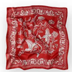 スカーフ シルク  かわいい 大人可愛い 上品 おしゃれ レトロ アジアン エスニック エキゾチック こなれ感 バード柄 ペイズリー ボタニカル 春 秋 冬 誕生日