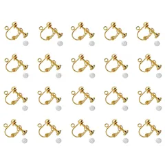【特価セール】20個入 10ペア 丸皿タイプ ジュエリー イヤリング金具 イヤリングパーツ ネジバネ式 ピアスパーツ DIY YFFSFDC ハンドメイド 基礎金具 (ゴールド)