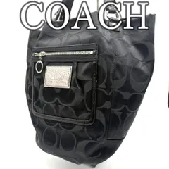 コーチ ポピー シグネチャー トートバッグ ブラック キャンバス 大容量 肩掛け COACH POPPY Signature Tote Bag Black Canvas Y2K