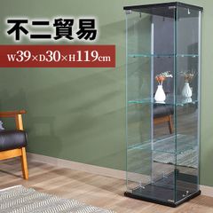 不二貿易 新品未開封品  コレクションケース BAAL 4段 ブラック 収納機能 高さ119.5cm 幅39cm 奥行30cm ガラス棚 耐荷重5kg 推し活必見