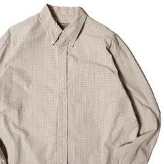 90's 00's エディーバウアー ギンガムチェック コットン ポプリン ボタンダウンシャツ 長袖 (L) 白×タン系 無地 90年代 旧タグ オールド アメリカ古着 USED ビンテージ ヴィンテージ